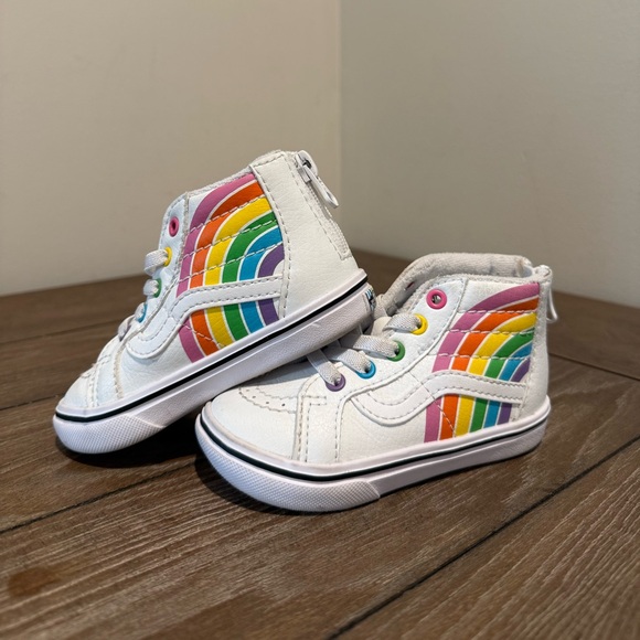 Vans Toddler Sk8 Hi X Flour Shop White Rainbow Comfycush Kids Sneaker Size 6 - Picture 1 of 6